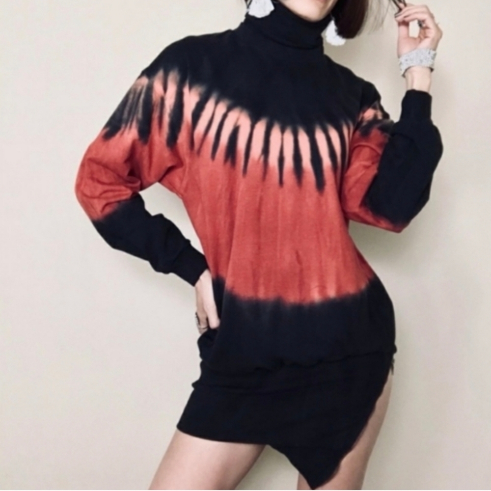NWT Young Fabulous & Broke Dress Tie-dye Turtleneck Medium Mini Tunic - Picture 2 of 10